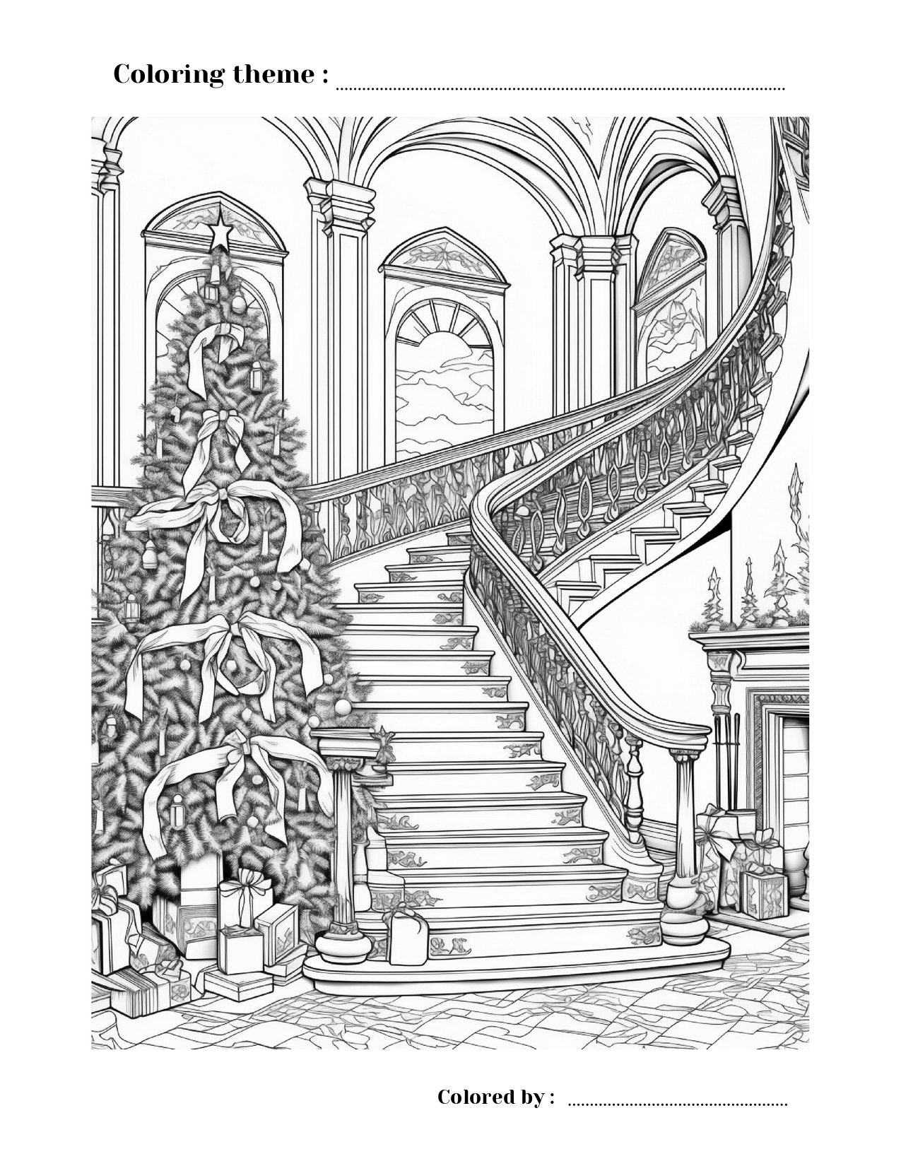 Kolorowanka Świąteczne Wnętrza | Pobierz w Bimli.pl Kolorowanka Świąteczne Wnętrza - obrazek 4