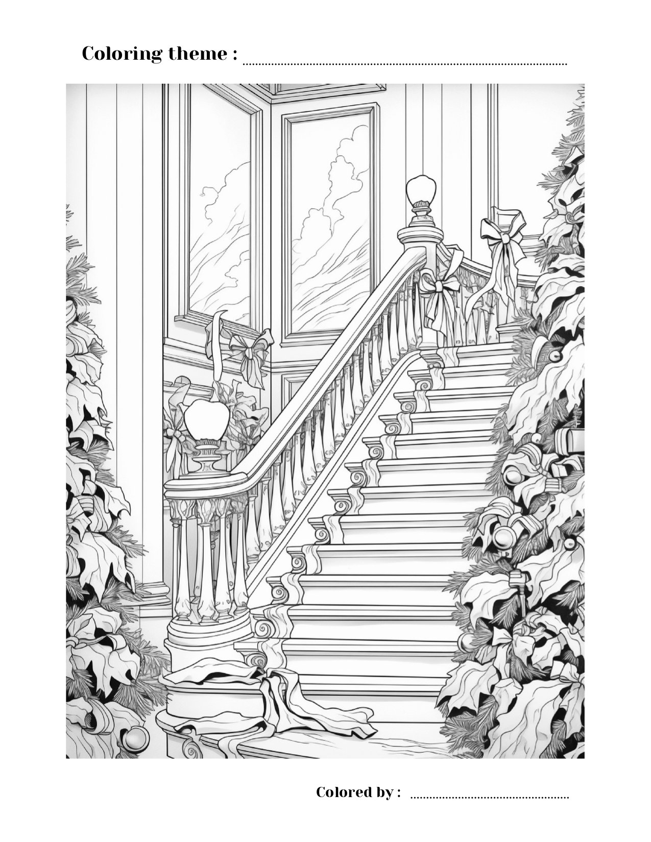 Kolorowanka Świąteczne Wnętrza | Pobierz w Bimli.pl Kolorowanka Świąteczne Wnętrza - obrazek 5