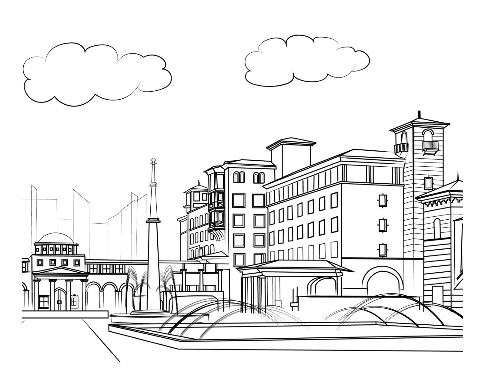 Kolorowanka Miejskie Krajobrazy | Pobierz w Bimli.pl Kolorowanka Miejskie Krajobrazy - obrazek 2