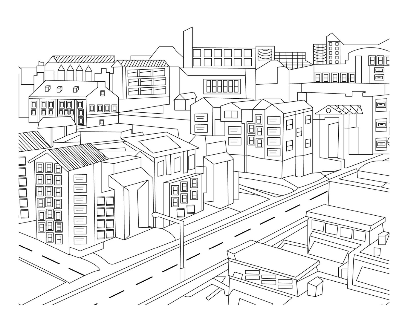 Kolorowanka Miejskie Krajobrazy | Pobierz w Bimli.pl Kolorowanka Miejskie Krajobrazy - obrazek 3
