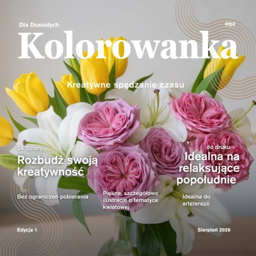 kolorowanka dla dorosłych kwiaty
