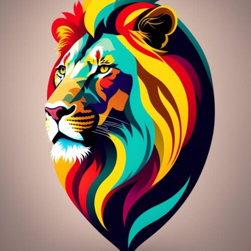 Lew Kolorowy — Plakat do druku (Pop-Art Wall Art)
