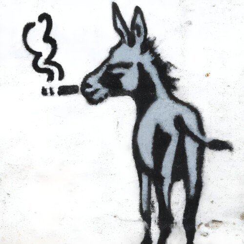 BANKSY STYLE  — Smoking Donkey | Humorystyczny Street Art Poster