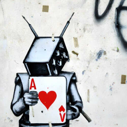 BANKSY STYLE  — Robot z Asem Serc | Street Art Poster