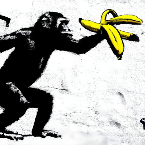 BANKSY STYLE  — Monkey & Bananas | Plakat Cyfrowy Street Art