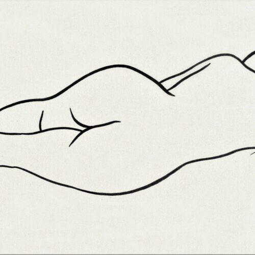 Czarno-biały Plakat  Kobiety Leżącej / z wyciągniętą sylwetką.