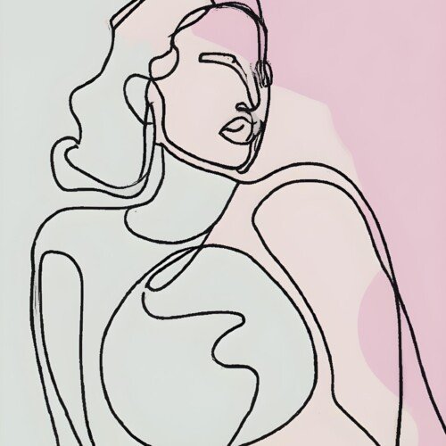 Minimalistyczny Portret Kobiety z Koki | Plakat Cyfrowy