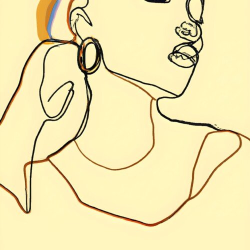 Portret Fashion z Profilu-Modny Plakat z Kolorem | Cyfrowy