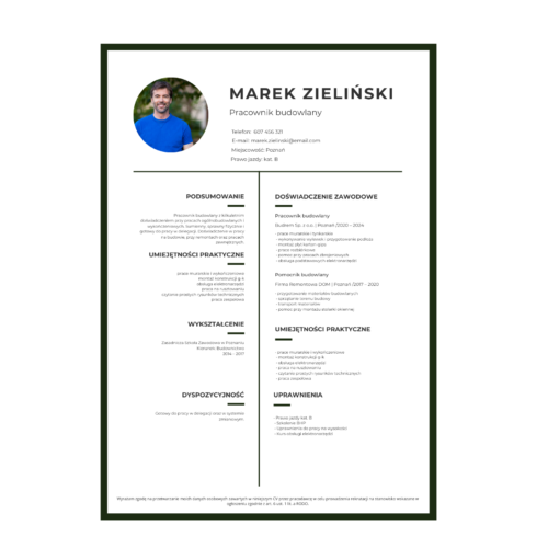CV do pracy fizycznej wzór 2026