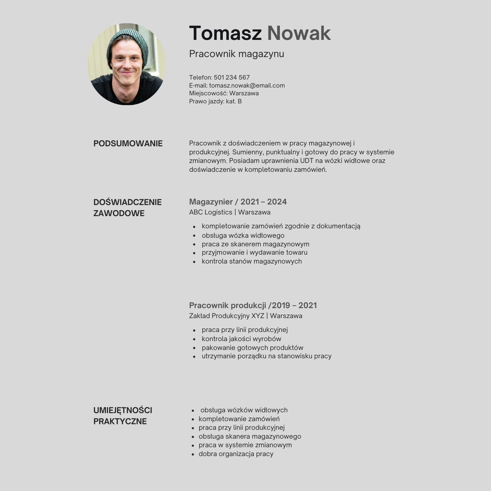 CV do pracy fizycznej wzór 2026 | Pobierz w Bimli.pl CV do pracy fizycznej wzór 2026 - obrazek 4