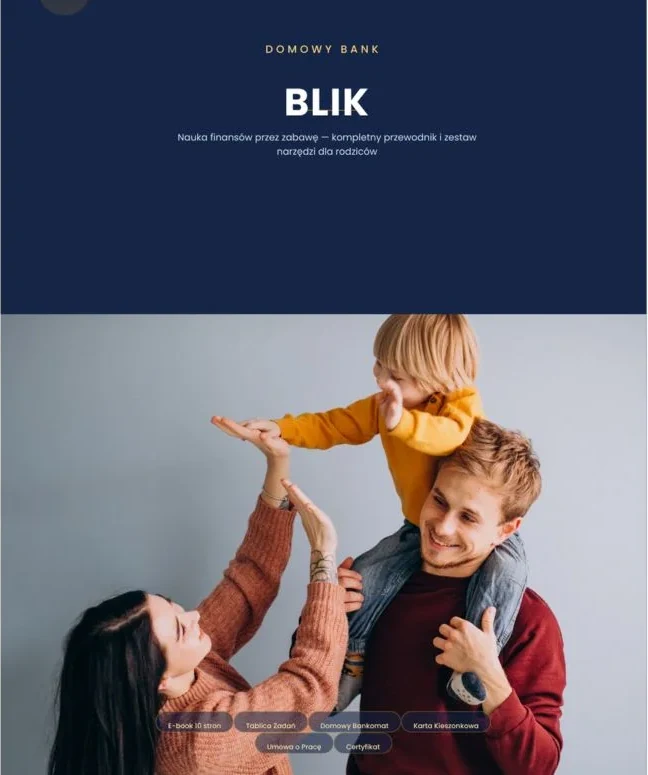 BLIK, domowy bank — okładka poradnika dla rodziców