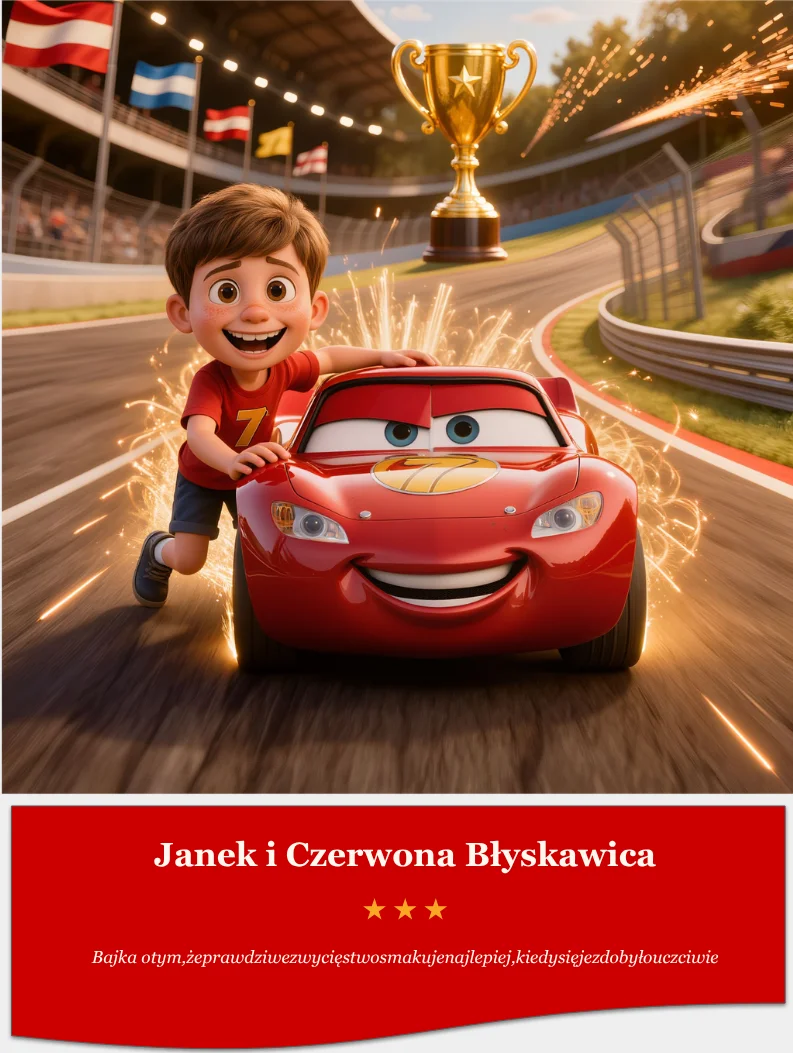 Janek i Czerwona Błyskawica — okładka bajki