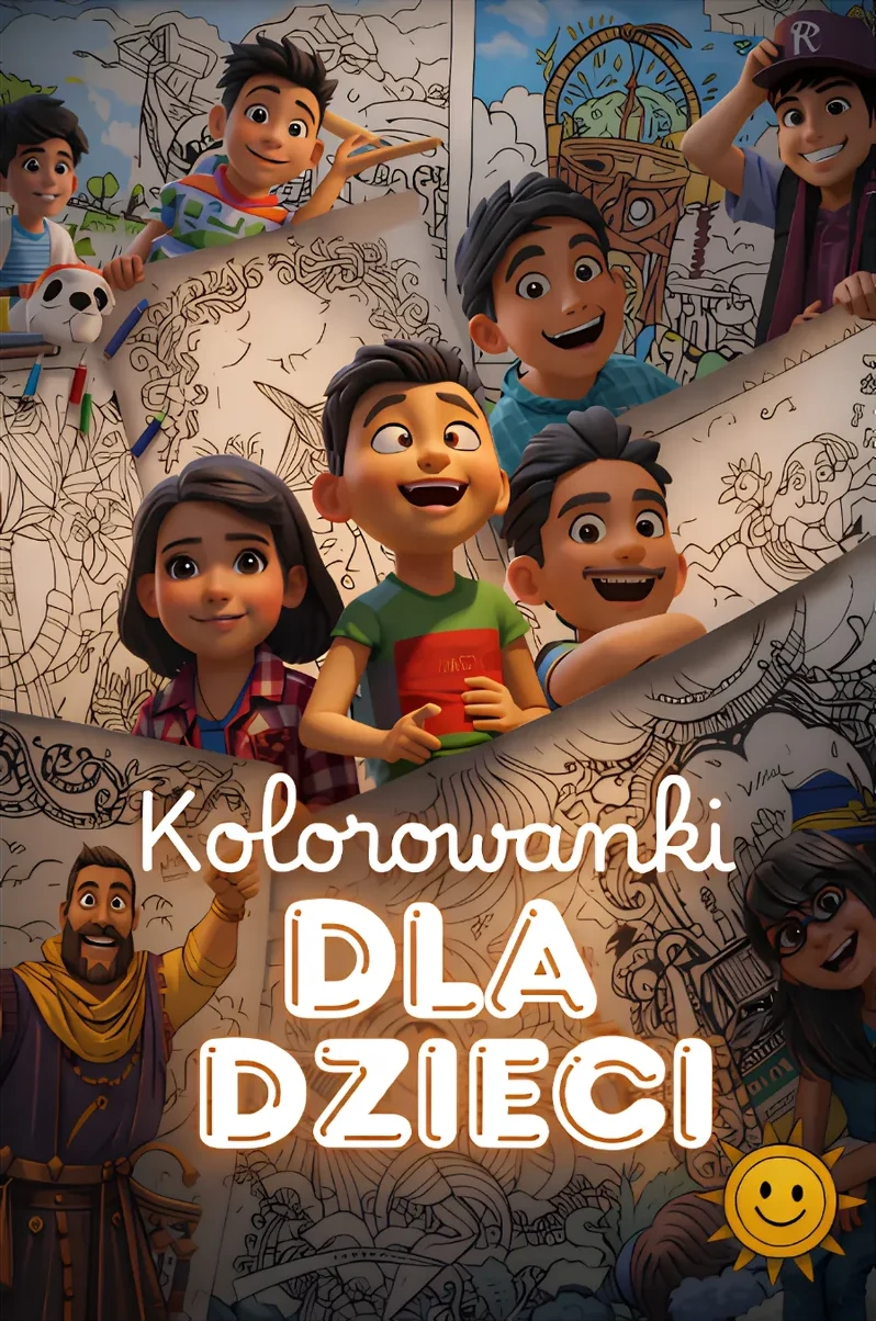 Kolorowanki dla dzieci — okładka zestawu do druku
